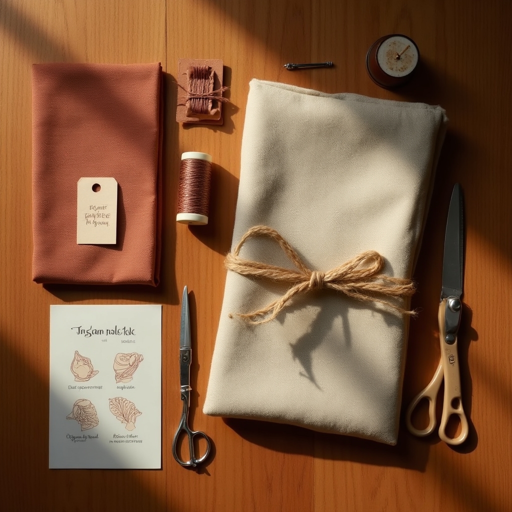 Kit da cucito per principianti composto da tessuto, filo, aghi e istruzioni